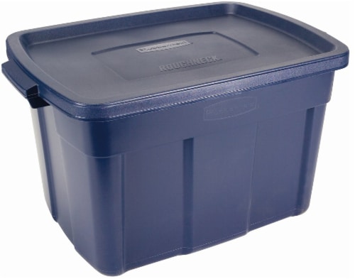 Rubbermaid Roughneck Storage Box with Lid - Dark Indigo Metallic Perspective: back
