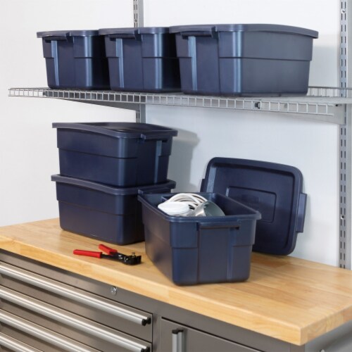 Rubbermaid Roughneck Totes 18 Gallon Dark Indigo Metallic - Office