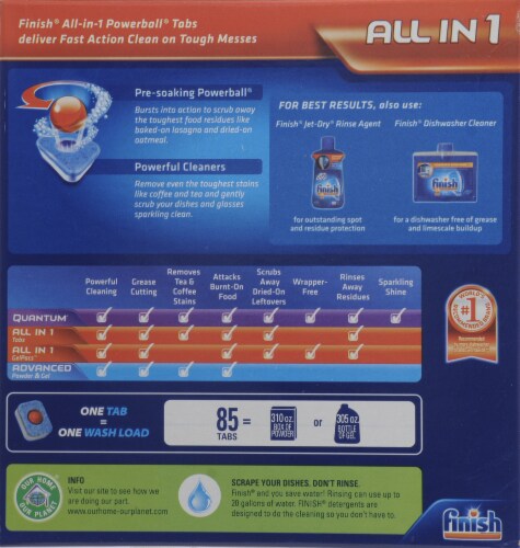 Finish Powerball Fresh Scent Mega Dishwasher Detergent Perspective: back