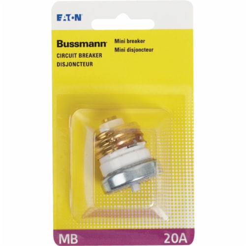 Bussmann® 20 Amp Mini Circuit Breaker - White/Yellow Perspective: back