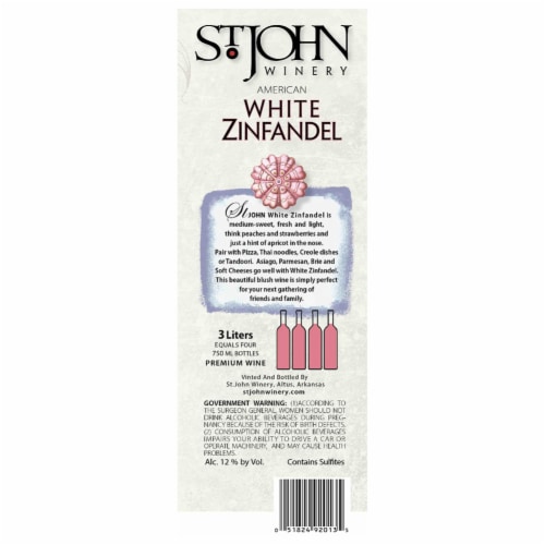 St. John Zinfandel Arkansas White Wine Box Perspective: back