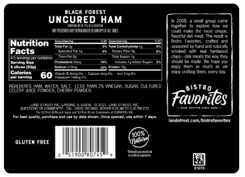 Land O' Frost® Bistro Favorites™ Black Forest Uncured Ham Perspective: back