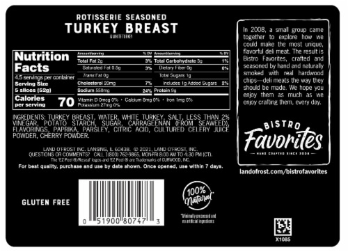 Land O' Frost® Bistro Favorites™ Rotisserie Seasoned Turkey Breast Perspective: back