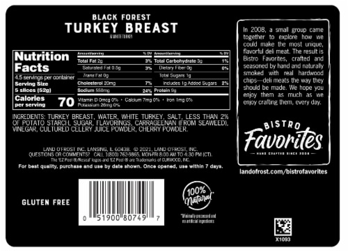 Bistro Favorites™ 100% Natural Black Forest Turkey Breast Perspective: back