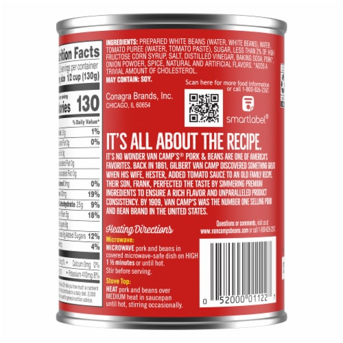 Van Camp's Pork And Beans In Tomato Sauce Canned Beans Perspective: back