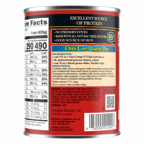 Van Camp's Bean Chili Perspective: back