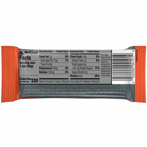 Gatorade Recover Chocolate Chip Cookie Dough Whey Protein with Almond Butter Bar Perspective: back