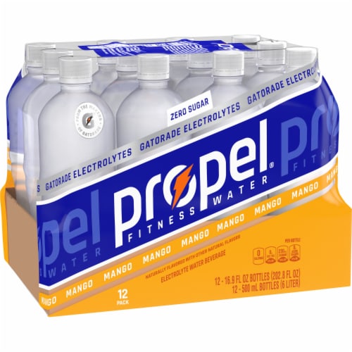 Propel® Zero Sugar Electrolyte Mango Flavored Bottled Water Perspective: back