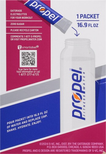 Propel® Zero Sugar Naturally Flavored Black Cherry Electrolyte Water Beverage Mix Packets Perspective: back