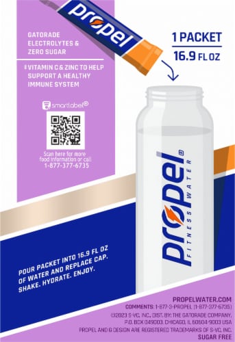 Propel® Lemon Blackberry Electrolyte Powder Beverage Mix Perspective: back
