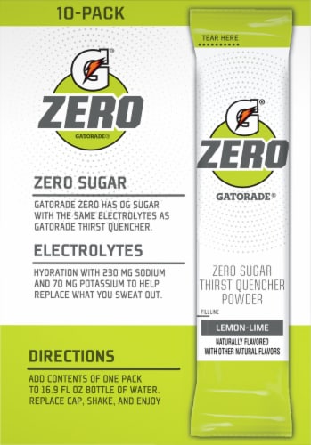 Gatorade® Zero Sugar Lemon-Lime Drink Mix Packets Perspective: back
