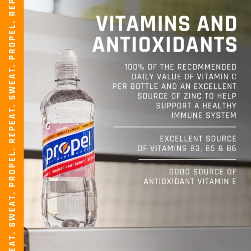 Propel Immune Support Electrolyte Water Beverage Variety Pack, 16.9 fl oz Bottles, 18 Pack Perspective: back