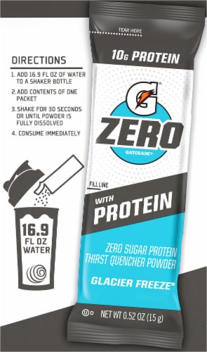 Gatorade Zero Glacier Freeze with Protein Powder Beverage Mix Perspective: back