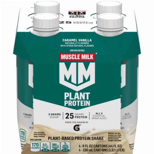Muscle Milk® Plant-Based Caramel Vanilla Protein Shake Multipack Perspective: back