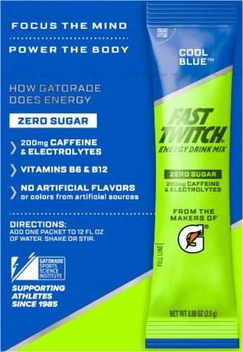Fast Twitch® Zero Sugar Cool Blue™ Energy Drink Mix Perspective: back