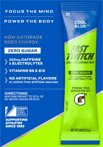 Fast Twitch® Zero Sugar Cool Blue™ Energy Drink Mix Perspective: back