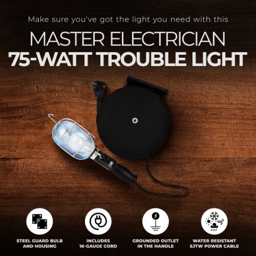 Master Electrician 75W Trouble Light w/ 40 Ft Extension Cord Reel