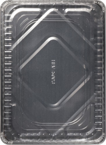 Handi-foil® Silver Cook-n-Carry Half Sheet Cake Disposable Pan and Lid Perspective: back