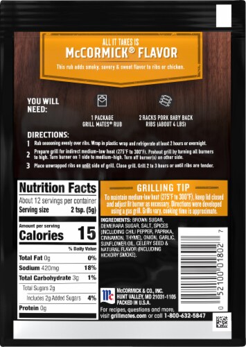 McCormick® Grill Mates® Slow & Low Memphis Pit BBQ Rub Perspective: back