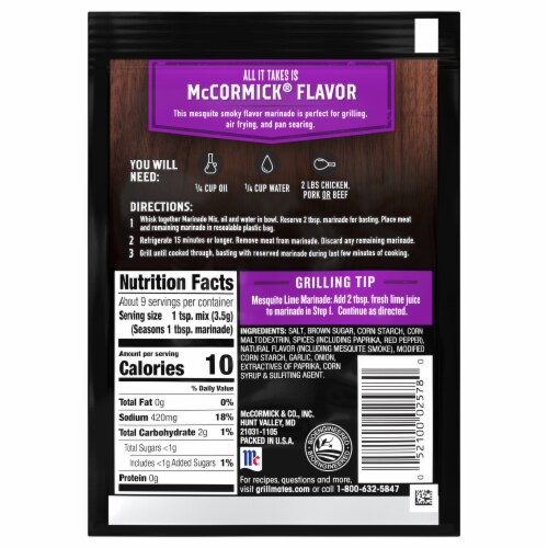 McCormick® Grill Mates® Mesquite Marinade Mix Perspective: back