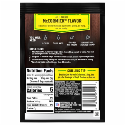 McCormick Grill Mates Brazilian Steakhouse Marinade Perspective: back