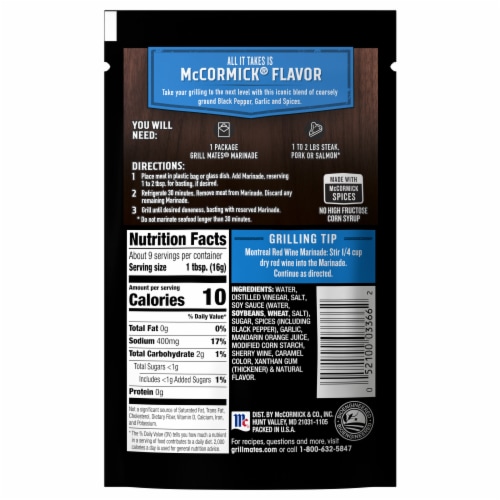 McCormick Grill Mates Montreal Steak Single Use Marinade Perspective: back