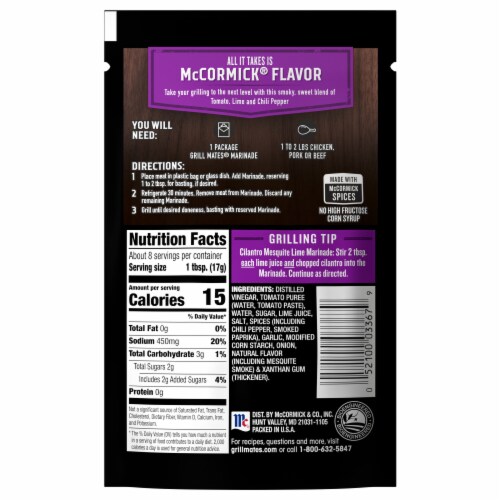 McCormick Grill Mates Smokehouse Mesquite 30 Minute Marinade Perspective: back