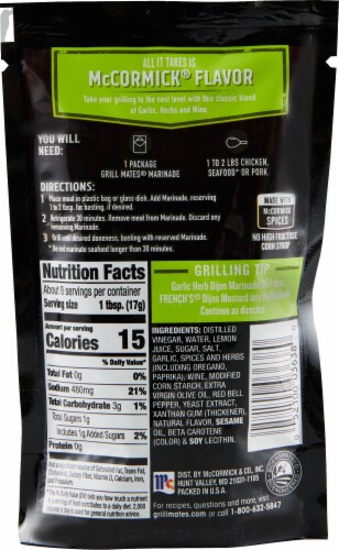 McCormick® Grill Mates® Garlic Herb & Wine Marinade Perspective: back