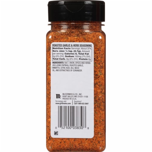 McCormick® Grill Mates® Roasted Garlic & Herb Seasoning Perspective: back