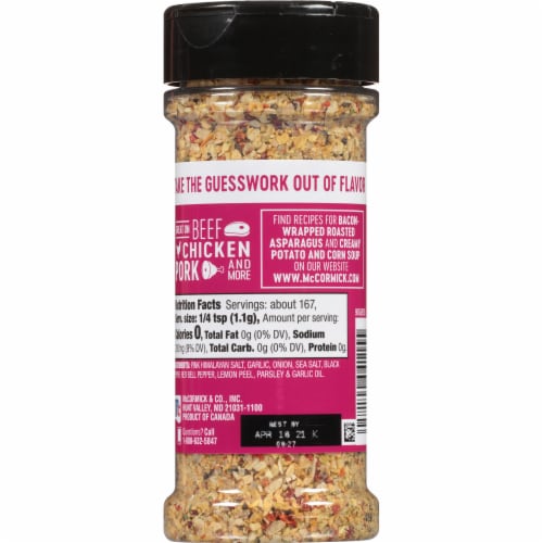 McCormick Himalayan Pink Salt with Black Pepper and Garlic All Purpose Seasoning Perspective: back