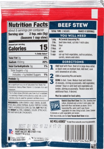 McCormick Classic Beef Stew Seasoning Mix Perspective: back