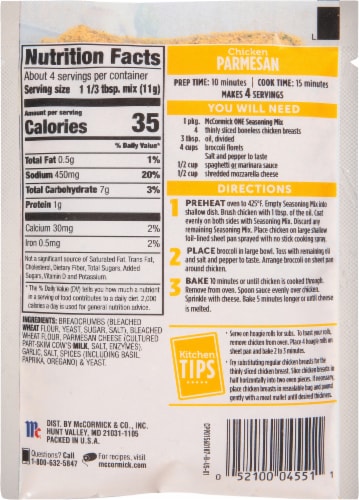 McCormick® One Sheet Pan Chicken Parmesan Seasoning Mix Perspective: back