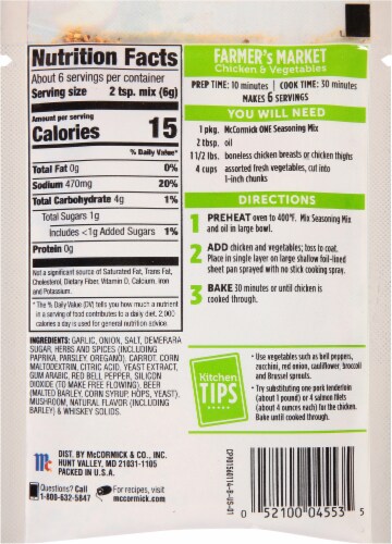 McCormick® One Sheet Pan Farmer's Market Chicken & Vegetables Seasoning Mix Perspective: back