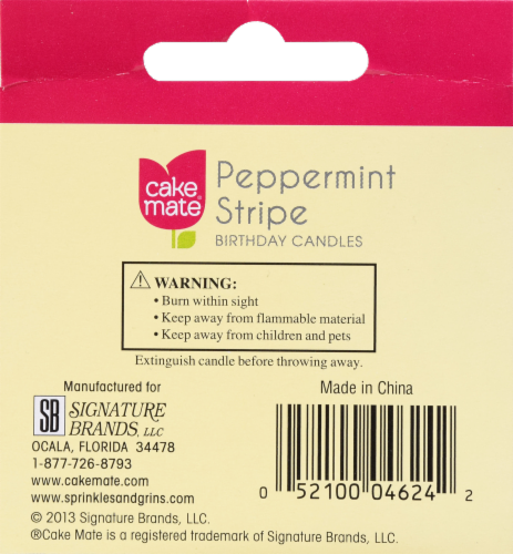 Cake Mate Birthday Candles - Peppermint Stripe Perspective: back