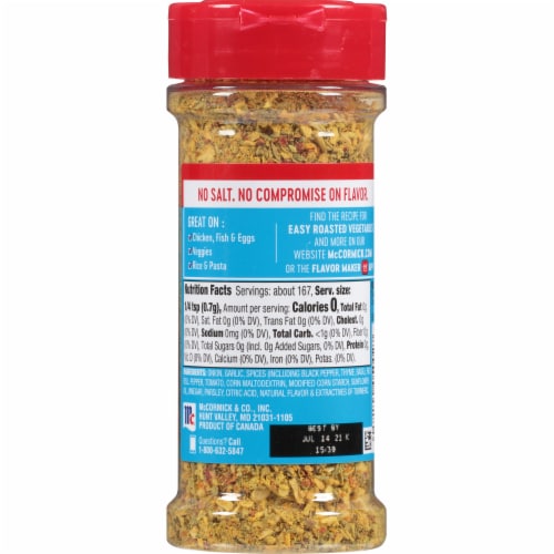 McCormick Salt Free Vegetable Seasoning Perspective: back