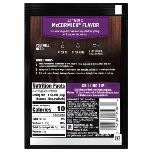 McCormick Grill Mates Black Garlic Parmesan Marinade Mix Perspective: back