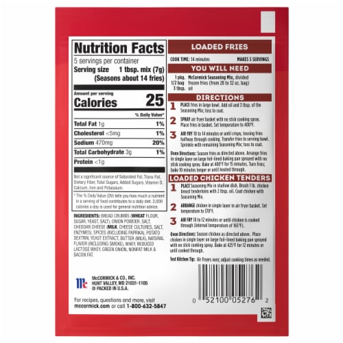 McCormick Air Fryer Loaded Seasoning Mix Perspective: back