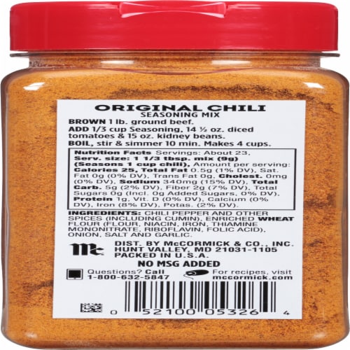 McCormick Chili Seasoning Mix Perspective: back