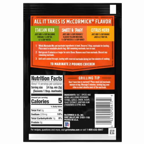 McCormick Grill Mates Griller's Choice Chicken Marinade Mix Perspective: back