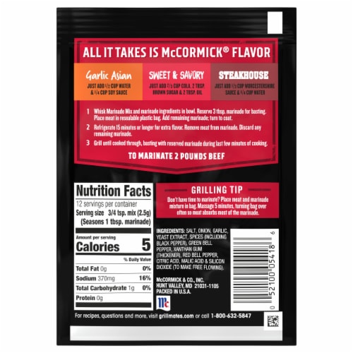 McCormick Grill Mates Griller's Choice Beef Marinade Mix Perspective: back