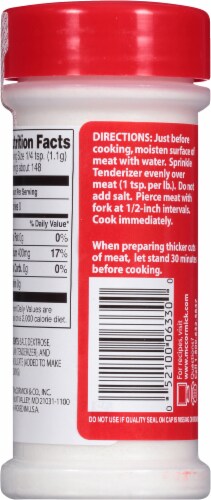 McCormick® Meat Tenderizer Non-Seasoned Perspective: back