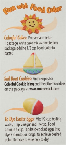 McCormick® Yellow Food Coloring Perspective: back