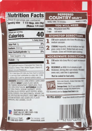 McCormick® Peppered Country Gravy Mix Perspective: back