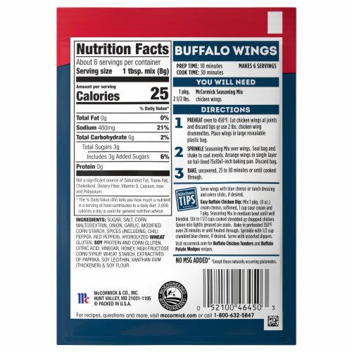 McCormick Original Buffalo Wings Seasoning Mix Perspective: back
