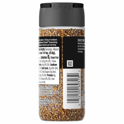 McCormick Grill Mates 25% Less Sodium Montreal Steak Seasoning Perspective: back
