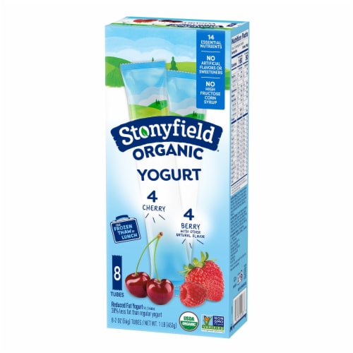 Stonyfield® Organic Kids Berry & Cherry Lowfat Yogurt Tubes Perspective: back