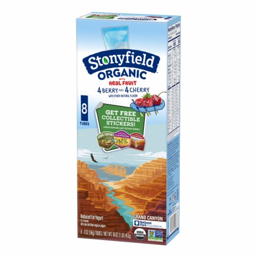 Stonyfield Organic Kids Cherry & Berry Reduced Fat Yogurt Tubes Perspective: back