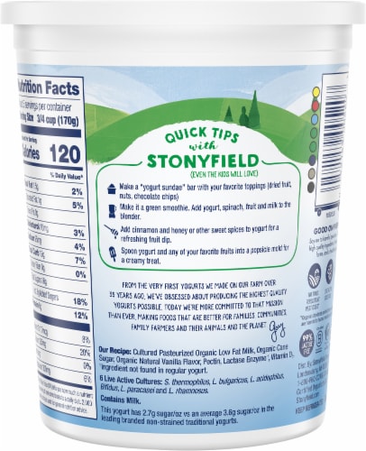 Stonyfield® Organic Vanilla Lowfat Yogurt Tub