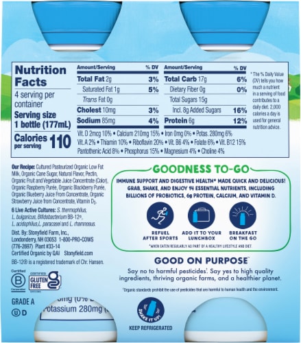 Stonyfield® Organic Wild Berry Probiotic Yogurt Smoothie Perspective: back