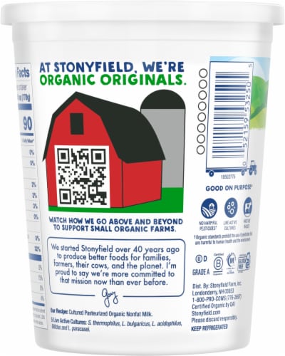 Stonyfield® Organic 0% Plain Nonfat Greek Yogurt Perspective: back